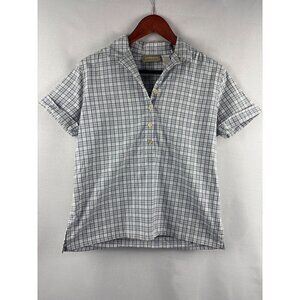 Liz Claiborne Lizwear Womens Plaid Short Sleeve Shirt S Cotton/Spandex